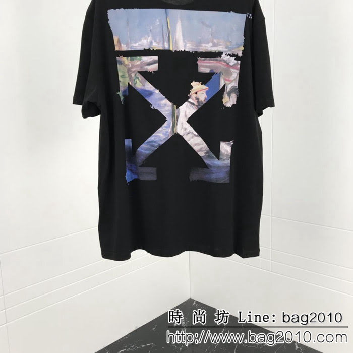 OFF-White19ss早春 油畫箭頭 黑色短袖T-shirt 新季新元素油畫圖案 康麗數碼直噴印花 高品質 男女同款 ydi2257